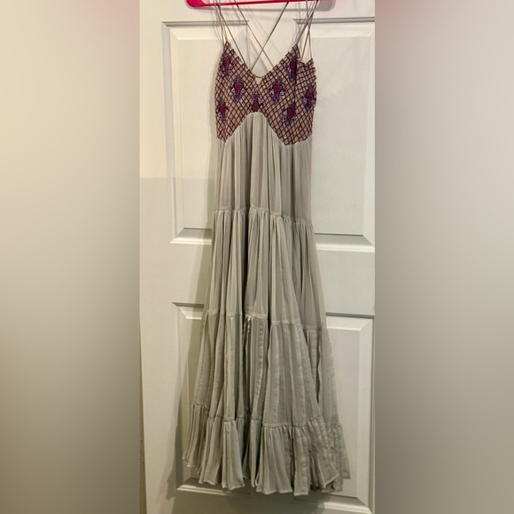 Free People Lost in a Dream Maxi Dress Beaded Embroidered Boho Fairy Festival 6 - Picture 15 of 16